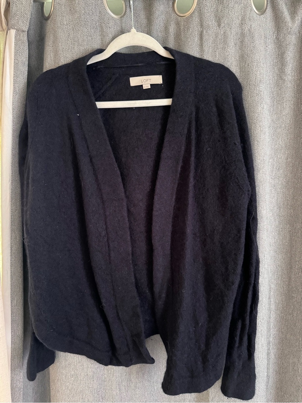 LOFT Black Open-Front Relaxed Knit Cardigan